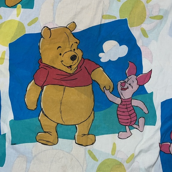 Disney Vintage Twin Winnie The Pooh & Piglet Sheet EUC - Picture 2 of 4